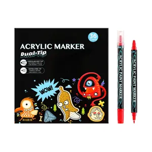 Dual-tip acrylic marker set 36 colors waterproof DIY ceramic painting graffiti pen.