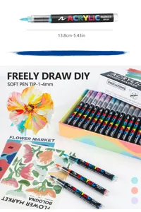 Direct liquid soft tip acrylic marker brush set for student art drawing and creative graffiti.