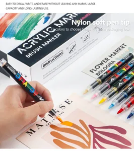 Professional acrylic marker pen set with nylon soft tip, 72 vibrant colors for art drawing.