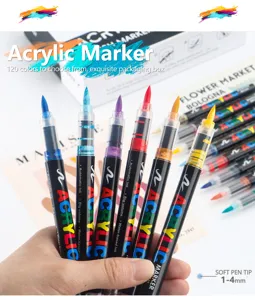 Acrylic marker set with soft pen tip 1-4mm, water-based art markers for drawing and painting.