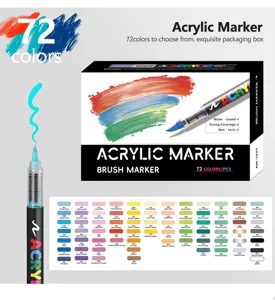72 Colors Acrylic Markers Set Brush Tip Water Based Art Paint Pens for Drawing Craft DIY