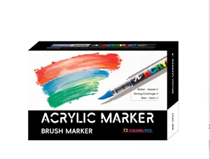 Acrylic marker set 72 colors brush pen water based art drawing graffiti painting details