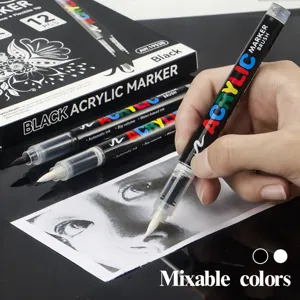 Direct Liquid Acrylic Paint Marker Pens Black And White Highlight Marker Pens Waterproof Art Drawing Pens For DIY Craft