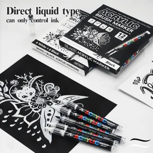 Acrylic marker pens set direct liquid black and white art markers for creative DIY painting