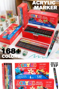 Set de 168 rotuladores acrílicos, punta pincel para manualidades DIY, dibujo y bellas artes.