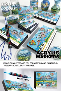 Set de rotuladores acrílicos de doble punta con 120 vibrantes colores para manualidades y arte.
