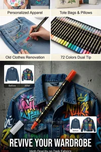 72 rotuladores acrílicos de doble punta para manualidades, pintura en piedra y tela.