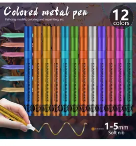 12 Farben Metallische Marker Stifte 1-5mm Weiche Spitze Acrylmalstifte für DIY Basteln
