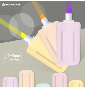 Detailed view of pastel popsicle highlighters with 1-4mm chisel tip for study and journal.