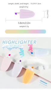 Mini ice cream highlighter set detail view showing cute colorful marker pens and compact size.