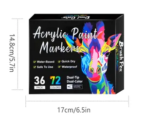 Rotuladores de pintura acrílica doble punta 36 uds 72 colores impermeables para niños.