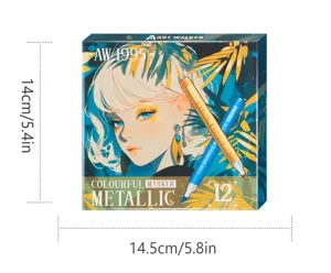12-farbiges metallic acryl stift set in schöner box für diy handwerk und kunst.