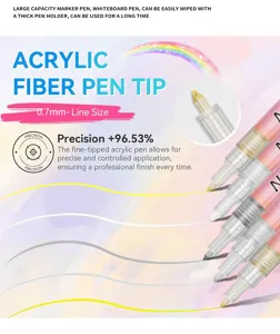 Acrylic fiber tip marker pen set with 0.7mm fine line size for precise art and nail drawing.