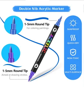Rotulador acrílico de doble punta con punta redonda de 1-5mm, secado rápido para arte.