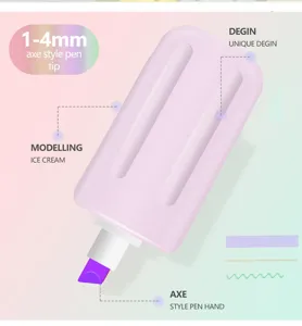 Ice cream shape highlighter pen, pastel purple marker with 1-4mm chisel tip for study.