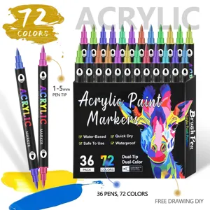 72 Colores Rotuladores Acrilicos Doble Punta Set para Ninos Dibujo y Arte DIY Proyectos