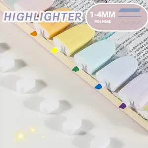 Cute mini ice cream highlighter set, 1-4mm pen head, pastel colors for school and office.