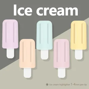 Mini Macaron Highlighter Set Cute Ice Cream Shape Pastel Pen 6 Colors 1-4mm Tip