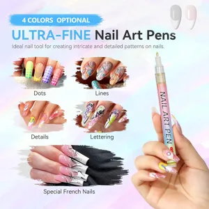 Ultra-fine nail art pen for precise drawing, lines, and professional DIY manicure designs.