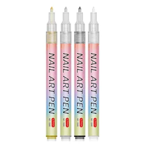Professional 0.7mm nail art pens acrylic paint pens set for DIY manicure design and drawing.