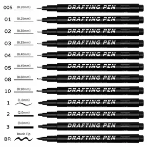 Epangelmatikó Set Fineliner Stylón Adiávroches Stylón Melánis Shediasmoú Maýra Micro-Pen Kallitechnikí Grammatikí