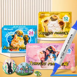 Juego de rotuladores acrílicos de doble punta para dibujo infantil, impermeable secado.