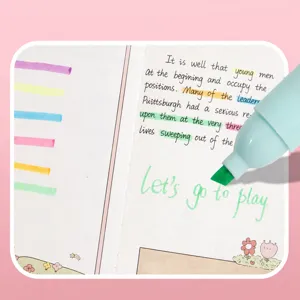 Cute mini pastel highlighter aesthetic marker pen for student study and note taking set