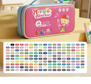 168 Farben Acryl Marker Set mit Aufbewahrungstasche und Farbtabelle für Schüler Kunst Zeichnen
