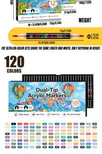 Set de rotuladores acrílicos de doble punta de 120 colores para dibujo artístico y manualidades.