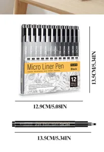 12pcs black micro liner pens set waterproof fineliner art drawing pens with various nib sizes