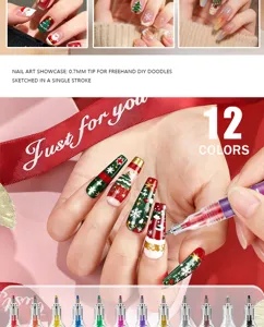 12 kleuren acryl nail art pennen met 0.7mm fijne punt voor diy tekenen en schetsen.