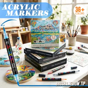 Rotuladores Acrílicos de Doble Punta Lápices de Pintura para Niños Suministros de Arte Colores Surtidos Conjunto de Rotuladores Permanentes para Pintura en Roca Lienzo Madera Cerámica