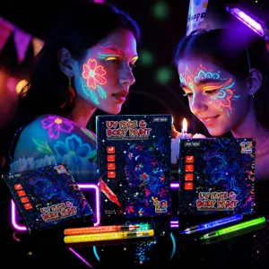 Luminous Body Paint Pens UV Glow Fluorescent Highlighters Washable Face Body Markers For Stage Makeup Party
