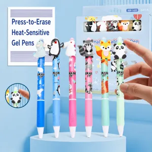 Stylos Gel Effaçables Design Animal de Dessin Animé Mignon Pointe Rétractable Stylos d'Écriture Fournitures de Bureau pour Étudiants
