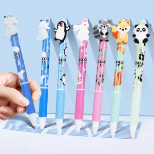 Stylos gel effaçables rétractables avec adorables embouts d'animaux, 0,5 mm.