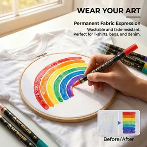 Rotuladores de pintura acrílica de doble punta para tela camisetas arte dibujo permanente