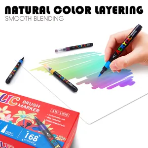 Set de 168 rotuladores acrilicos con punta de pincel flexible para arte y manualidades diy.