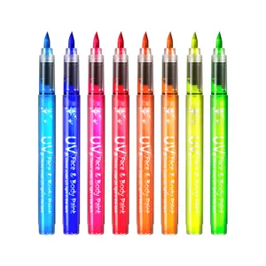 8 colors UV face and body paint glow markers for party stage makeup and festival body art.