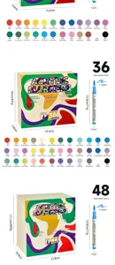 Acrylmarker Set Farbkarte und Größenspezifikationsanleitung mit 36 und 48 Farben für Kunst