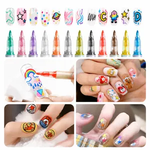 0.7mm 12-Farben Nagelkunst Graffiti Stifte wasserdicht schnell trocknend Acryl Marker Set