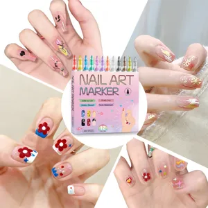 0.7mm Nagelkunst Marker Set 12 Farben Wasserdichte Acryl Graffiti Stifte für DIY Maniküre