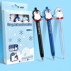 Retractable Heat Erasable Gel Pen Cute Penguin Bullet Tip Neutral Ballpoint Pen Student Writing Stationery