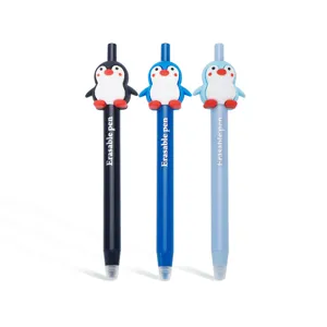 Cute penguin push erasable pen 0.5mm blue black neutral ballpoint school stationery main image