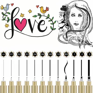 Fine liner pen set for art drawing, sketching and illustration with various nib sizes.