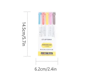 LIT juego de 5 subrayadores de doble punta colores pastel estéticos para apuntes 14cm
