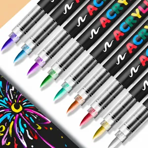 Direct liquid acrylic paint markers with soft brush tip for art drawing and student art.