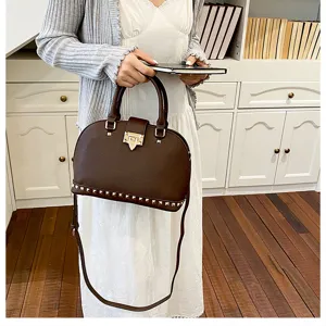 Bruine handtas met koepel voor dames vintage forens schoudertas stijlvolle handtas casual