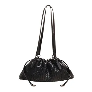 Sac à épaule en cuir tressé noir sac seau chic sac bandoulière tendance élégant neuf