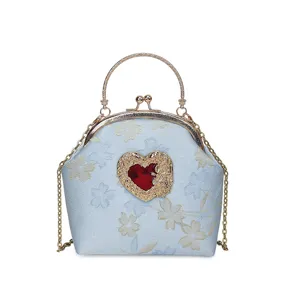 Barok stijl elegante vrouwen avondhandtas vintage bloemen brokaat ketting schoudertas