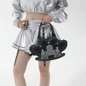 Gothic Skeleton Brass Knuckles Handbag Punk Dark Style Crossbody Bag Halloween Purse